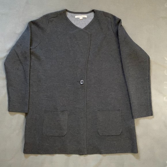 Catherine Malandrino Womens Dark Gray Long Sleeve Heavy Warm Cardigan Size XL - Picture 1 of 8